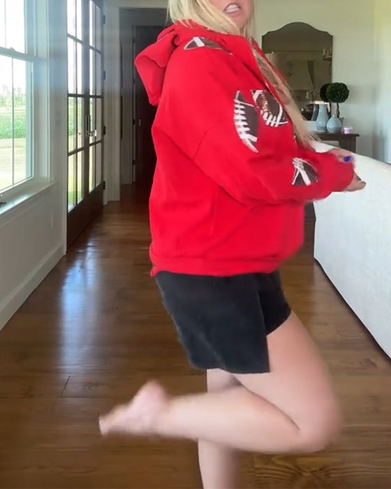 Sweat À Capuche Rugby Paillette