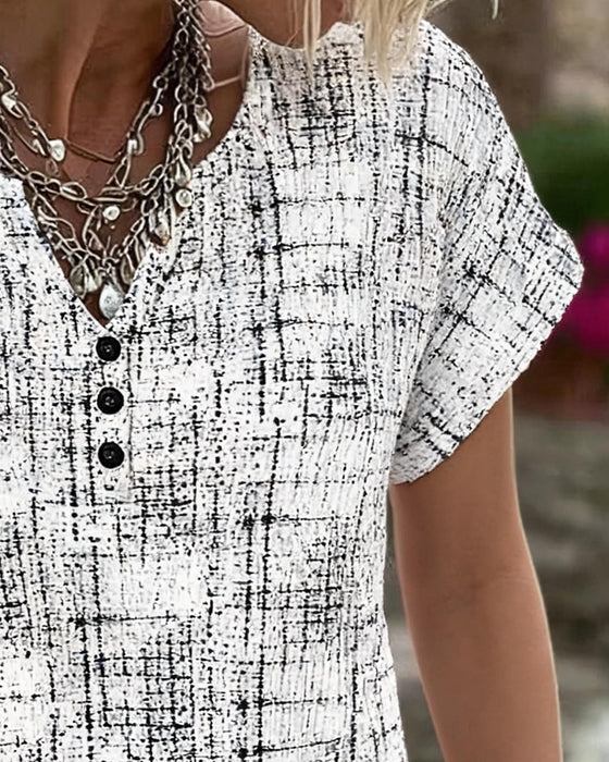 Blouse Irrégulière Rayé Trois-Boutons
