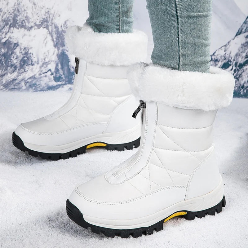 Bottes De Neige Chaudes Antidérapantes À Fermeture Éclair Pour Femmes