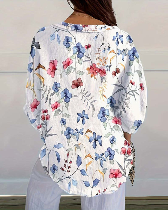 Blouse avec un Motif Floral Botanique