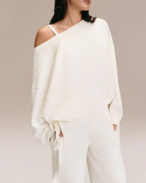 Sweatshirt Une Épaule Cordon Lâche