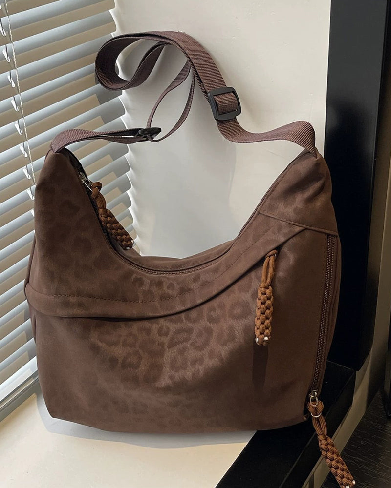 Sac Imprimé Léopard Suède Femme