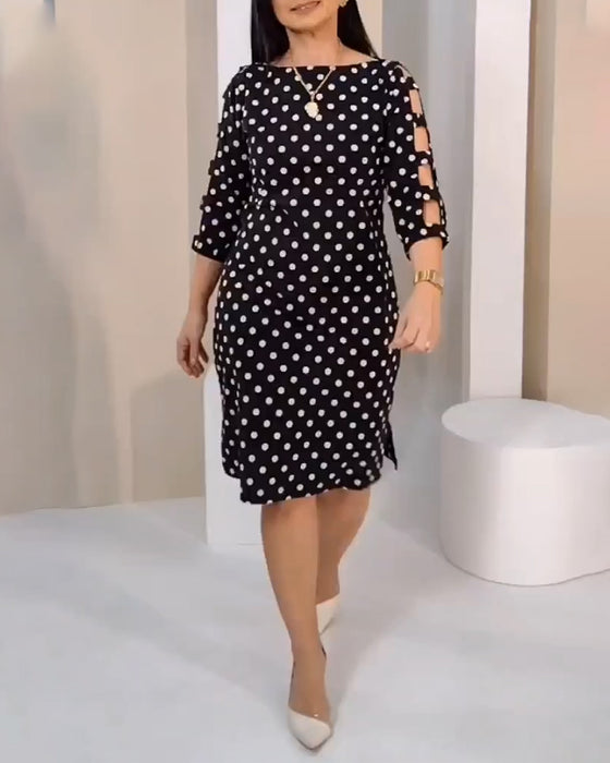 Robe Col Rond À Pois