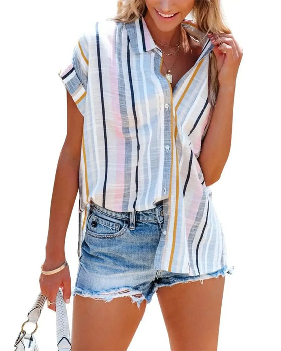 Chemise À Col Décontractée Manches Courtes