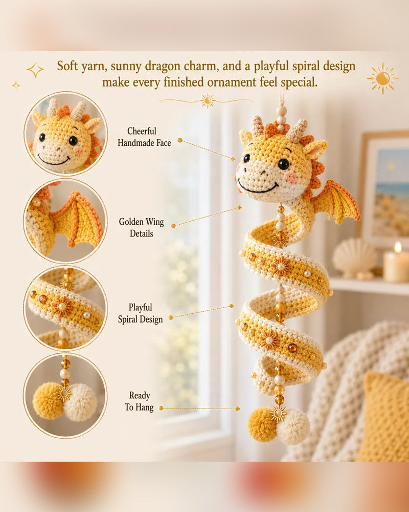 🐉 Kit DIY pour débutant d'un ornement suspendu en spirale dragon enchanté | Ensemble complet incluant tous les outils et un guide étape par étape 💕