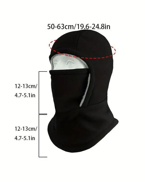 Hiver 2 En 1 Bonnet Et Masque Facial Coupe-Vent Doublure Polaire Épaisse Pour Sports De Plein Air Noir