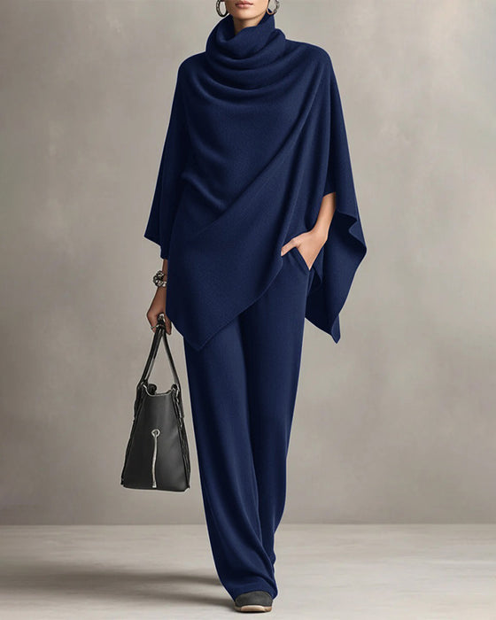 Ensemble Col Roulé Haut Jambe Large Pantalon