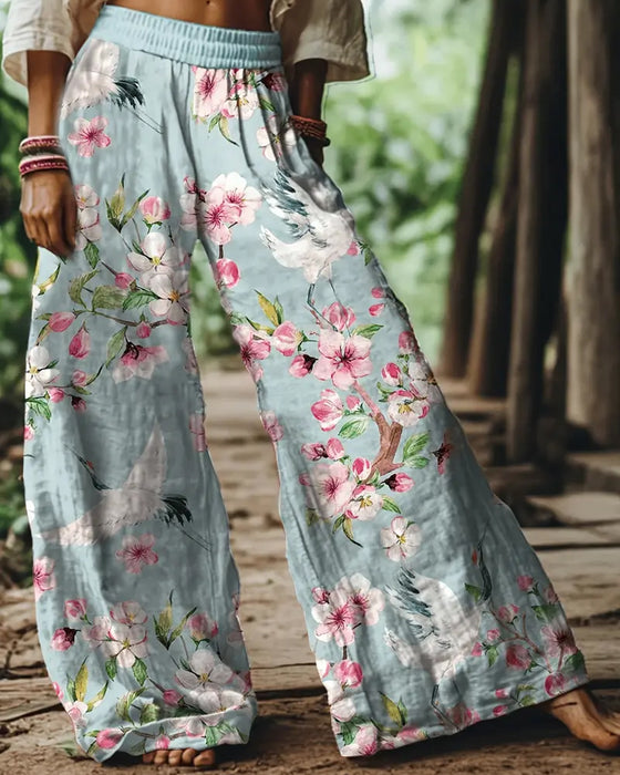 Pantalon Décontracté Imprimé Taille Haute