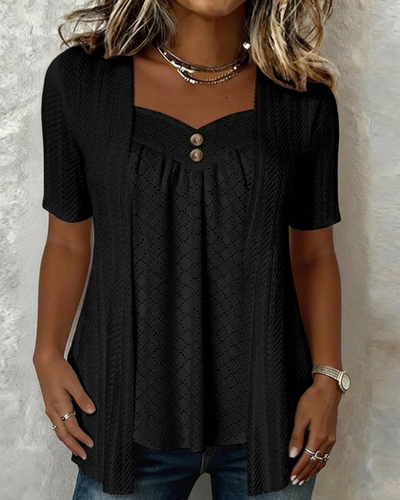 Chemisier Fausse Couche Carré Encolure Découpé Patchwork