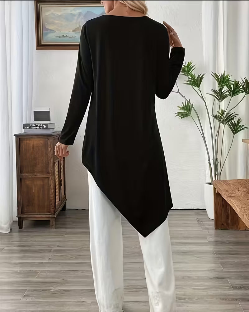 Haut Asymétrique Mi-Long Uni