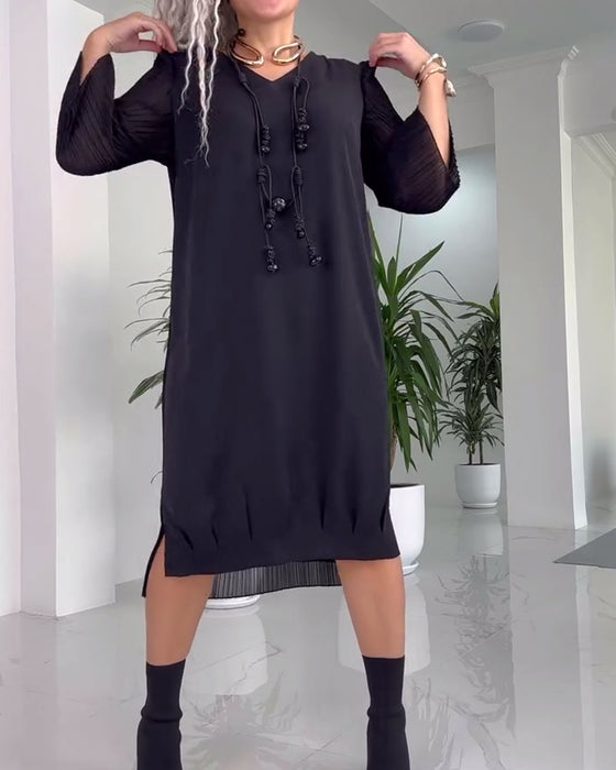 Robe décontractée fendue de couleur unie