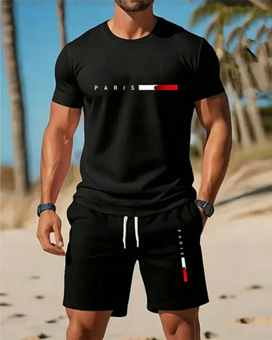 Set Hommes Col Rond Monogramme Décontracté