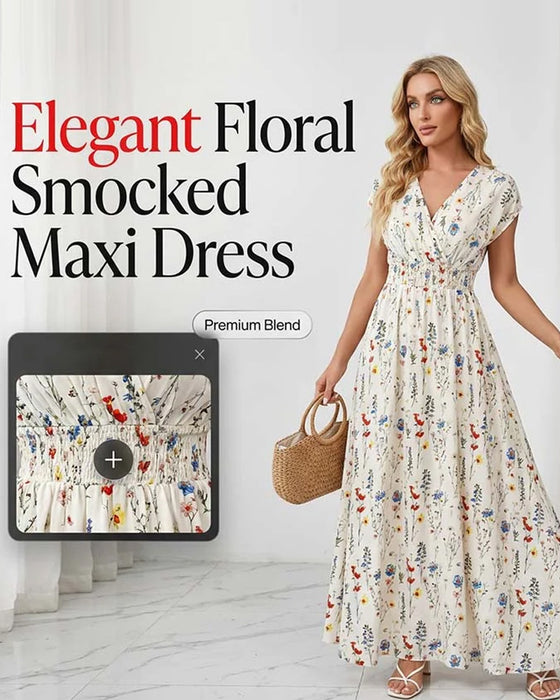 Robe Décontractée Col V Imprimée Longue Maxi