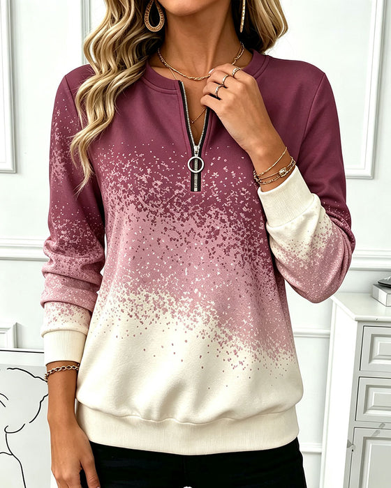 Sweat-Shirt Fermeture Éclair Dégradé Contraste