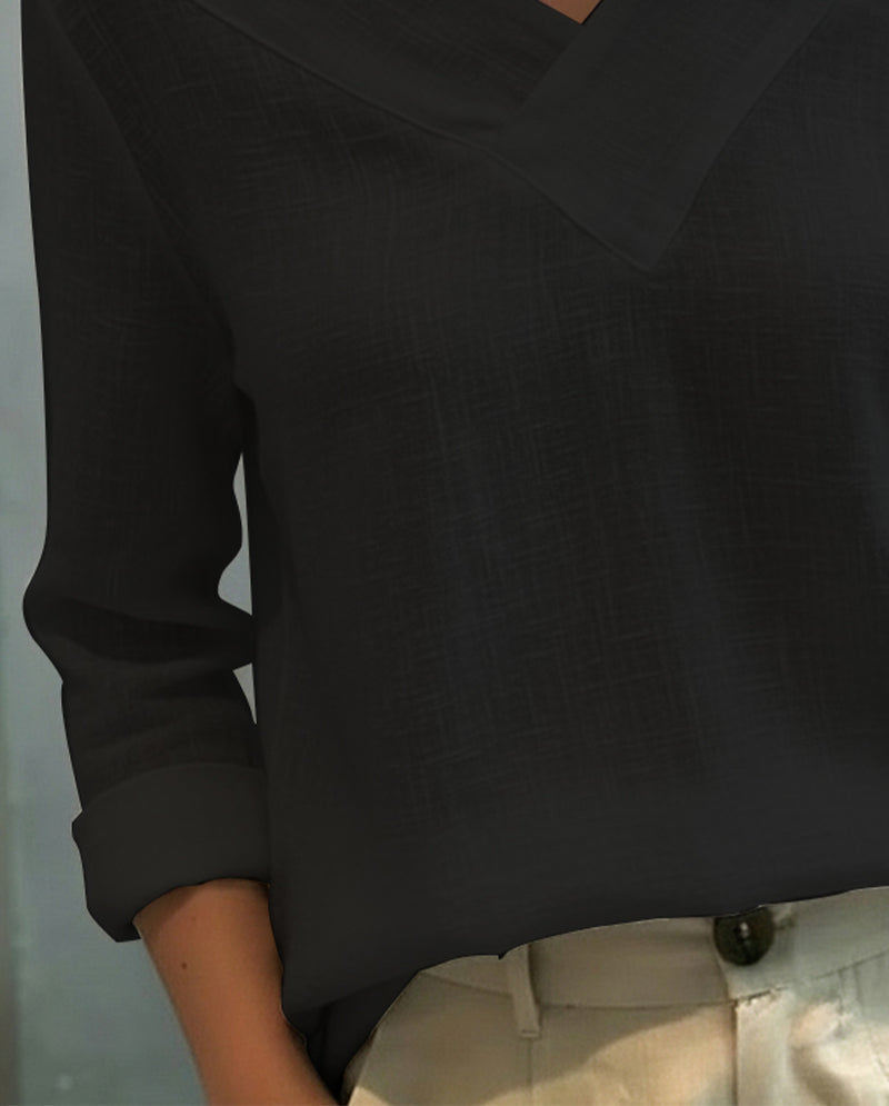 Haut Élégant Col V Décolleté Bretelle Tombante