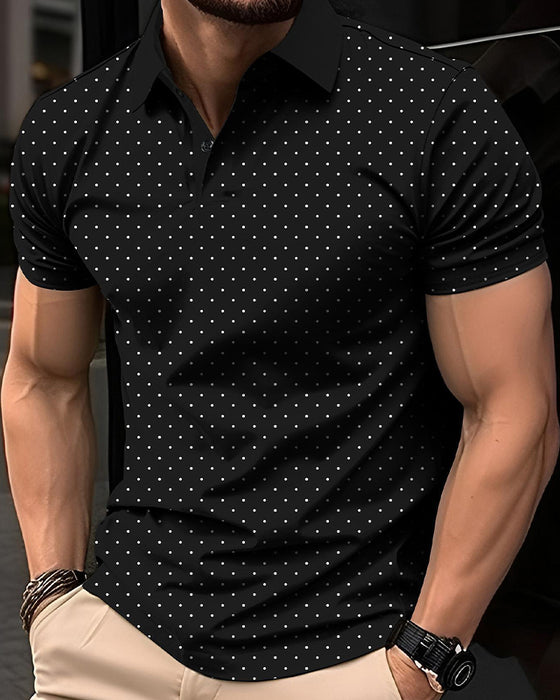 T-Shirt Décontracté À Col Polo Et Petits Pois
