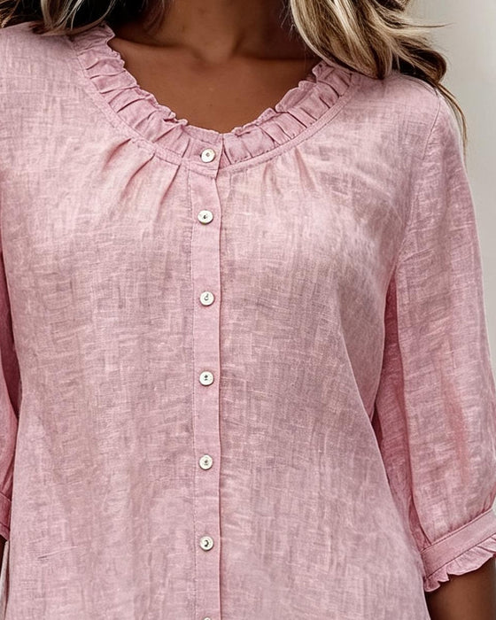 Chemise Volant Garniture Bouton