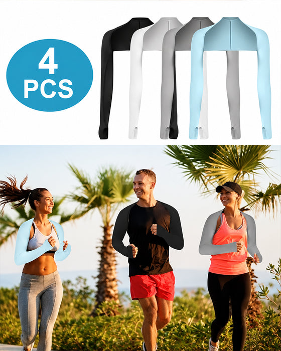Manches De Protection UV Rafraîchissantes 4 Pièces Pour Femme Avec Trous Pour Les Pouces