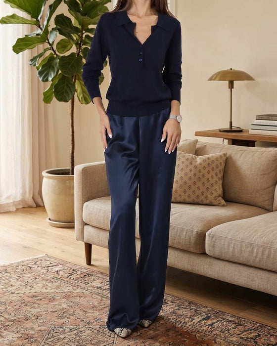 Pantalon Décontracté Unie Droit