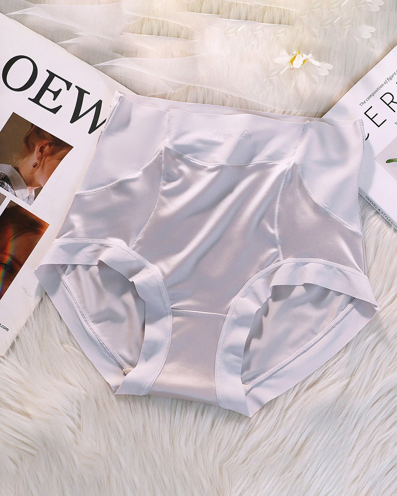 Culotte Femme Taille Haute En Satin Soie Glacée Sans Couture Effet Push-Up Et Gainant