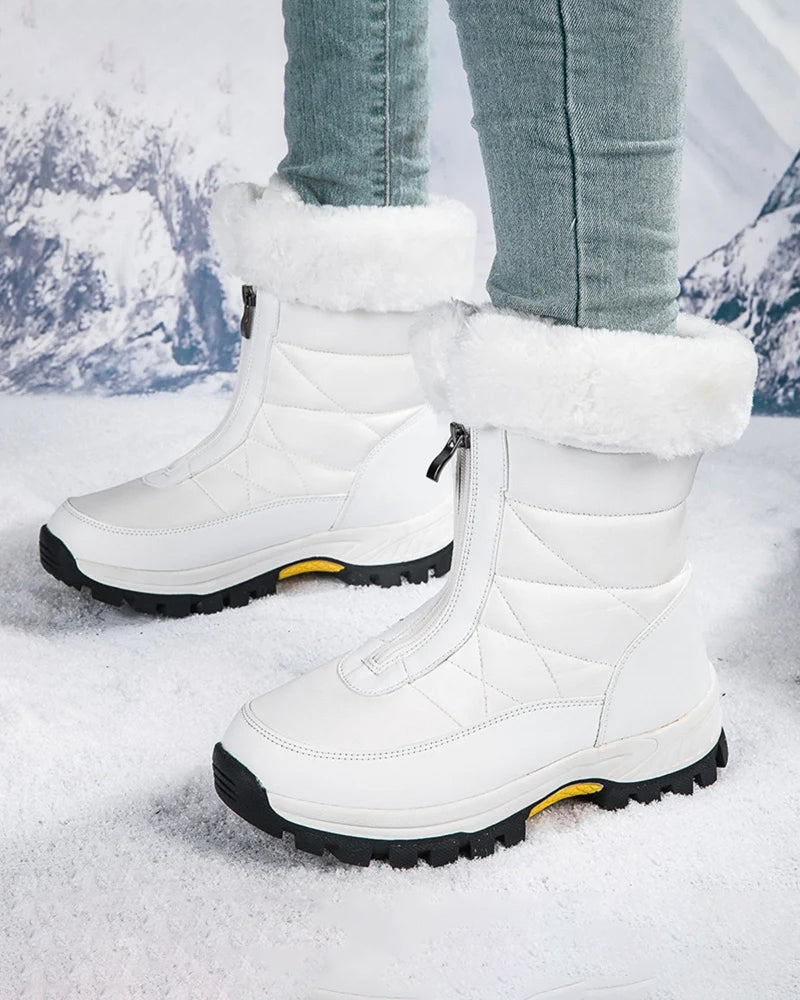 Bottes De Neige Chaudes Antidérapantes À Fermeture Éclair Pour Femmes