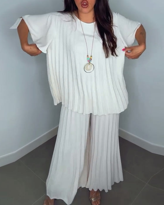 Ensembles amples plissés de couleur unie