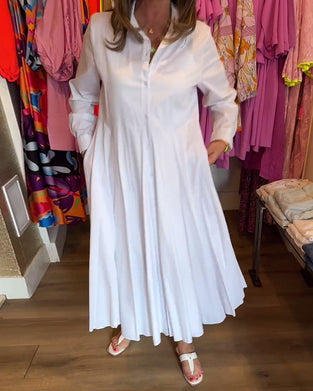 Robe décontractée à revers de couleur unie