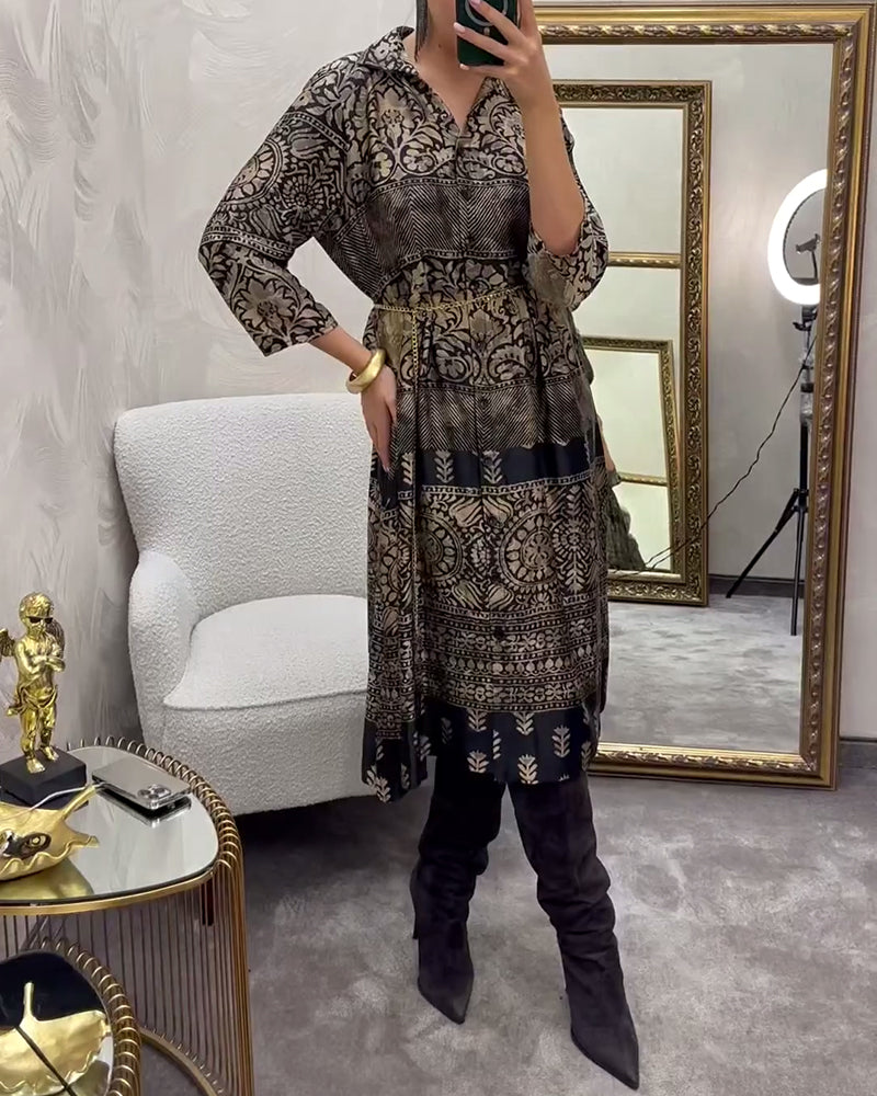 Robe décontractée imprimée à poche boutonnée