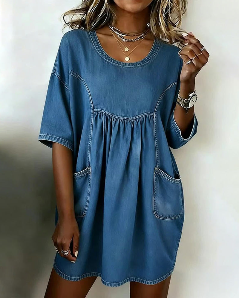 Robe Col Rond Poche