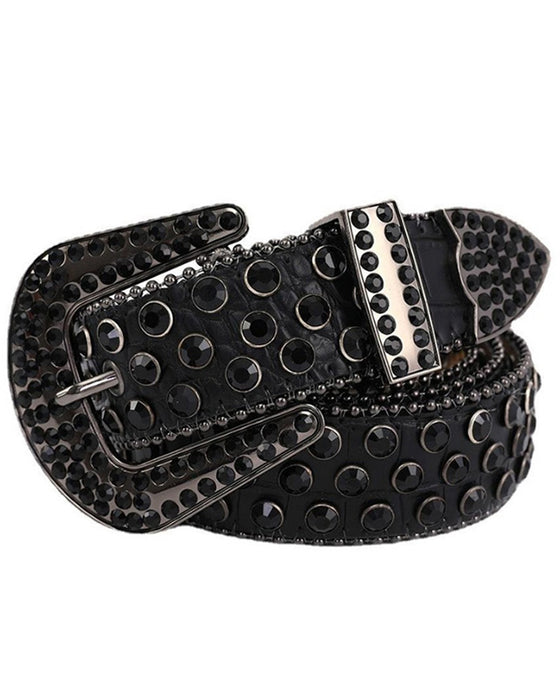 JASGOOD Ceinture Pour Femmes Et Hommes Avec Strass, Bling Western Cowgirl Cowboy Ceinture En Cuir Clouté, Ceinture Taille Diamant Pour Jeans Et Pantalons
