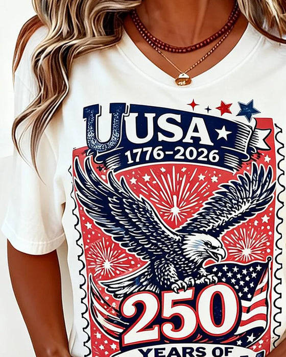 T-Shirt Col Rond Eagle Print