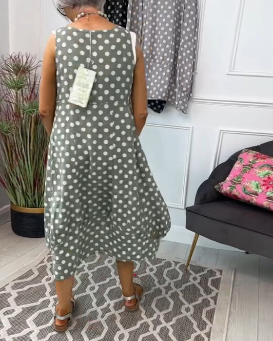 Robe décontractée sans manches à pois