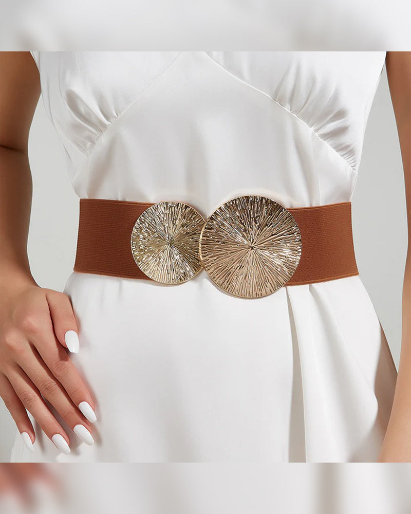 Ceinture Vintage Élastique Pour Femme Avec Boucle Dorée
