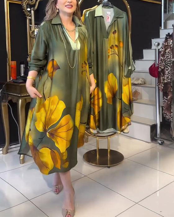 Robe à imprimé dégradé et poches à revers