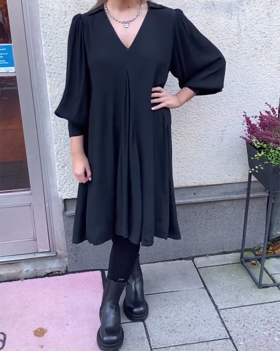 Robe Col En V Tendance Manches Lanterne