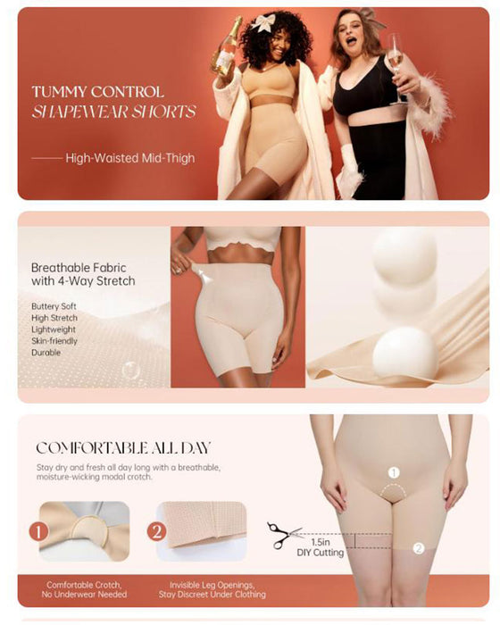 Gaine De Contrôle Du Ventre Shapewear Shorts Confortables Respirantes Pour Femmes Shorts Gainants Élévateurs De Fesses Taille Haute Sous-Vêtement Sans Couture Sous Robe