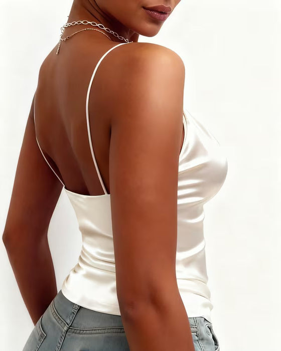 Haut Camisole Uni Col Cloche