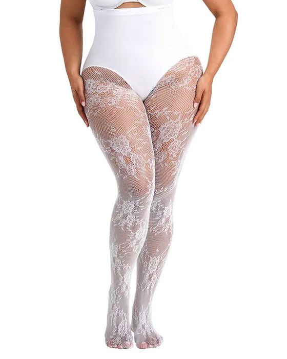 Collant gainant taille haute pour femme avec dentelle florale