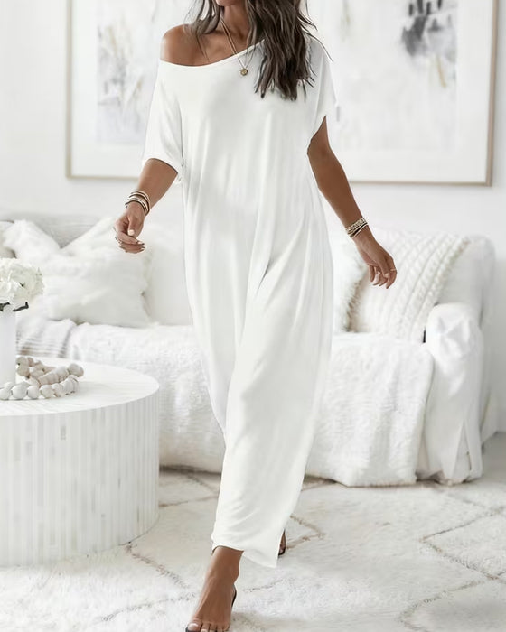 Robe Unie Longue Décontractée