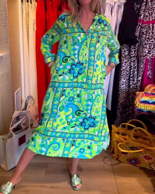 Robes avec coupe ample, imprimés et poches