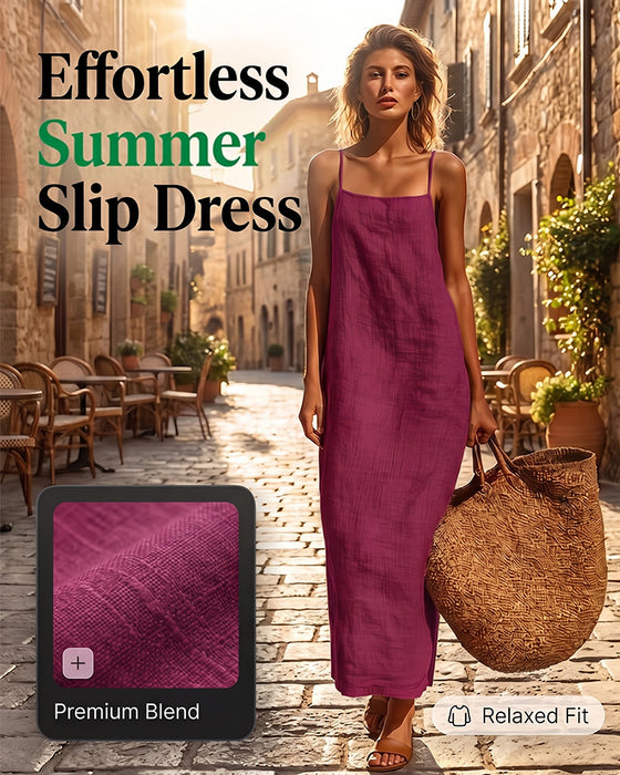 Robe Unie Bretelles Spaghetti Maxi