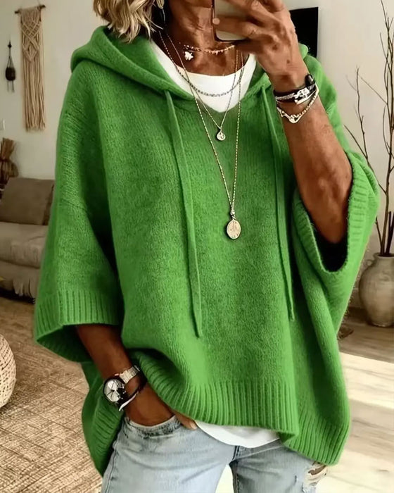 Pullover Capuche Décontracté Élégant Tricoté