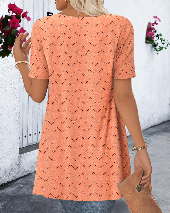 Blouse Faux Deux Pièces Imprimée Découpée