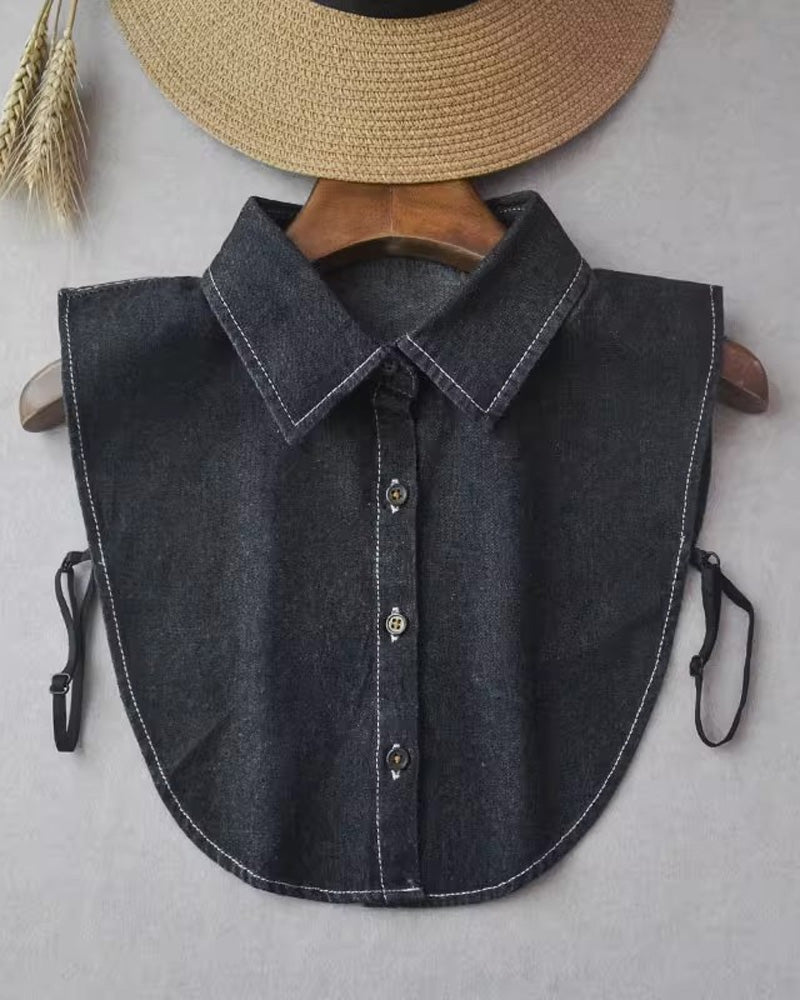 Col Classique Audacieux Denim Faux