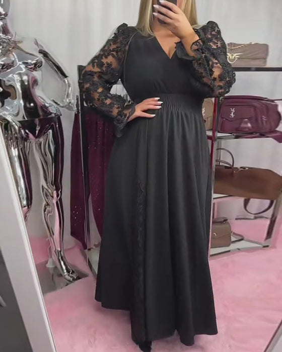 Robe Dentelle Couture Col V Ourlet A