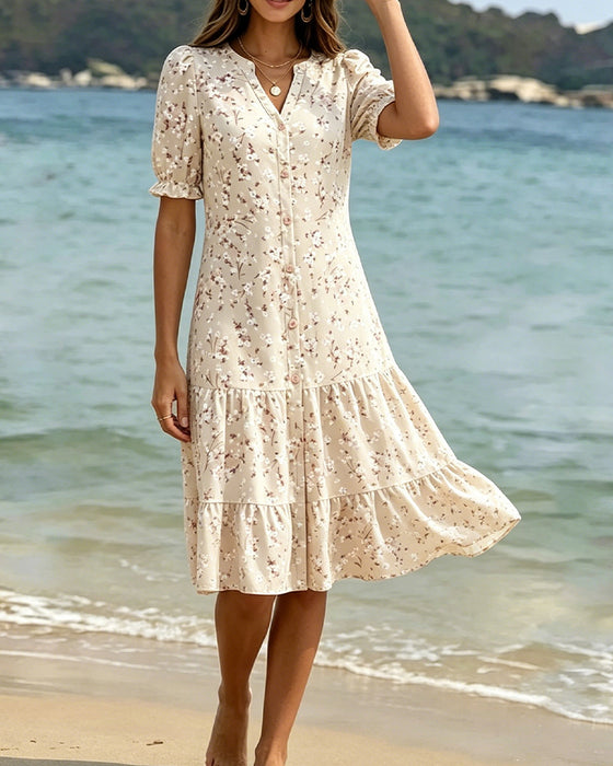 Robe Florale Col V Superposée