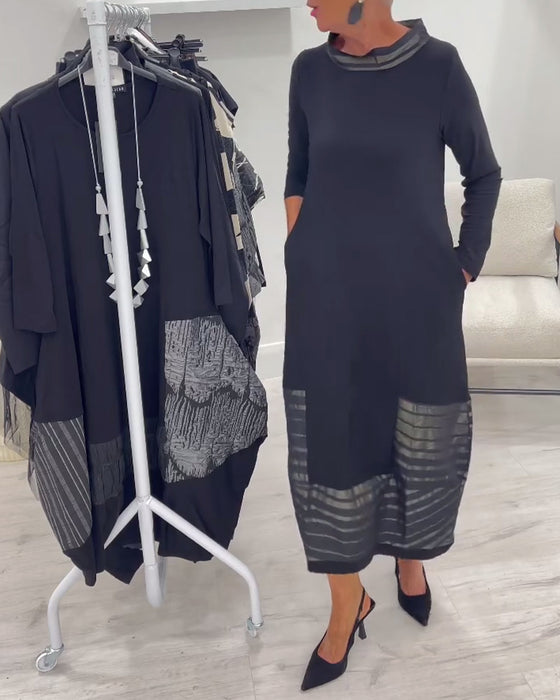 Robe Tendance Couleur Unie À Empiècements