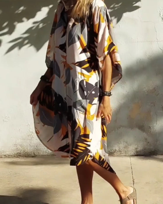 Robe avec poches et imprimé feuille d'érable