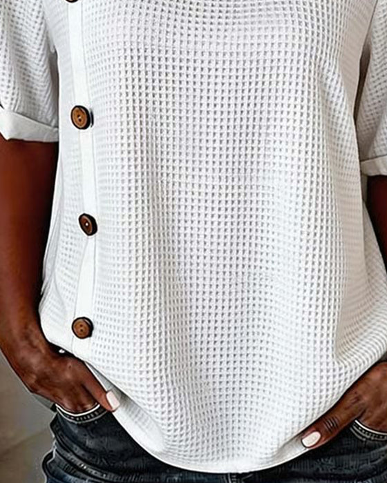 Blouse Texture Gaufrée Bouton Latéral