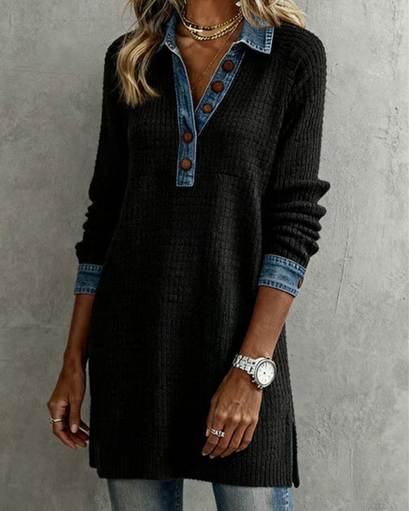 Haut À Revers Et Inserts De Couleur Contrastée